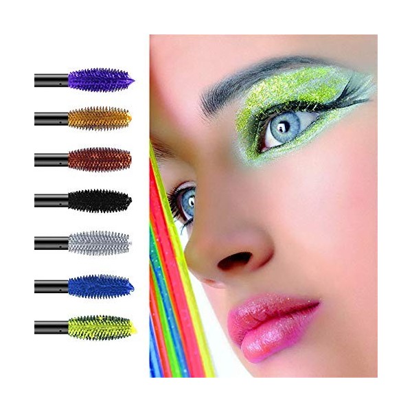 BEEXY 7 Couleur 4D Mascara Fiber Eyelash Mascara imperméable à leau de fibre de soie, Lengthening Thick Long Lasting Charmin