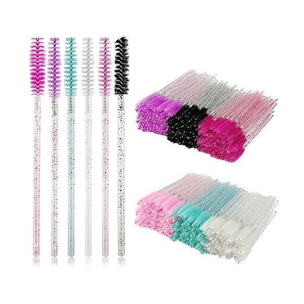 Rainmae Lot de 600 pinceaux à cils pour sourcils, huile de ricin, mascara, outils de maquillage pour extensions de cils