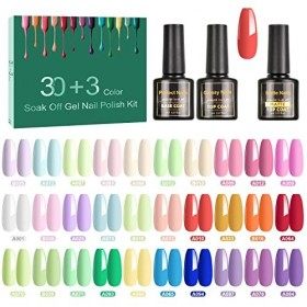 SINZONeu Vernis Semi Permanent, 33 Manucure Nail Art Lot Vernis à Ongles Gel UV LED Nail Polish 30 ouleurs Populaire Avec Bas