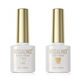 ROSALIND Base et Top Coat Vernis Semi Permanent, Primer Top Coat Vernis à Ongles UV Gel Polish Kit Manucure Semi Permanent 2P