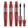 Mascara allongeant 4D, mascara noir 2 en 1 double extrémité 2 effets, séchage rapide imperméable longue durée sans agglomérat