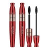 Mascara allongeant 4D, mascara noir 2 en 1 double extrémité 2 effets, séchage rapide imperméable longue durée sans agglomérat