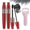 4D Lengthening Curling Mascara, Double-Ended Mascara Black 2 In 1, Black Waterproof Silk Fiber Lash Mascara, 4D Silk Fiber Ma