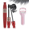 4D Lengthening Curling Mascara, Double-Ended Mascara Black 2 In 1, Black Waterproof Silk Fiber Lash Mascara, 4D Silk Fiber Ma