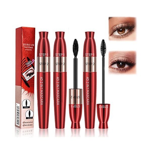 2 In 1 Lengthening Curling Mascara, 4d Fiber Curl Long Lasting Waterproof Mascara, Voluminous Mascara Waterproof, Silk Fiber 