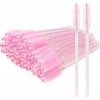 Lot de 300 baguettes de mascara jetables en vrac pour extension de cils - Kit applicateur de maquillage - Rose clair Cristal 