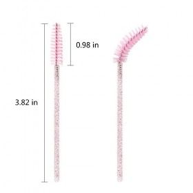 Lot de 300 baguettes de mascara jetables en vrac pour extension de cils - Kit applicateur de maquillage - Rose clair Cristal 