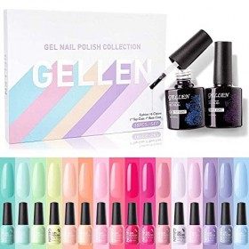 Gellen Vernis Semi Permanent - 18pcs Lot Manucure 16 Couleurs Plus Top Base Vernis à Ongles Gel UV LED Nail Polish Soak Off C