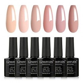 GZMAYUEN Vernis Semi Permanent Rose Nude 6PCS Rose Pale Pastel Gel Couleur Ongle UV Soak Off Rose Clair Polish French Manucur