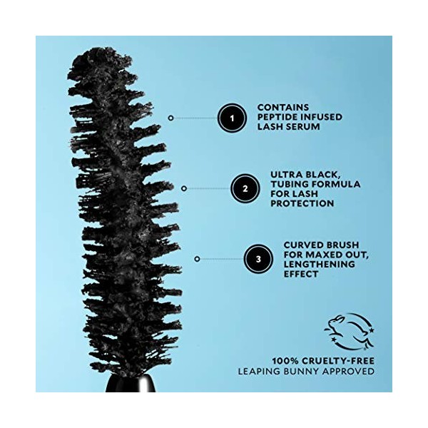 Velour Lashes Pretty Big Deal Mascara stimulant les cils avec peptides – Mascara tubulaire efficace 3 en 1, protecteur de cil