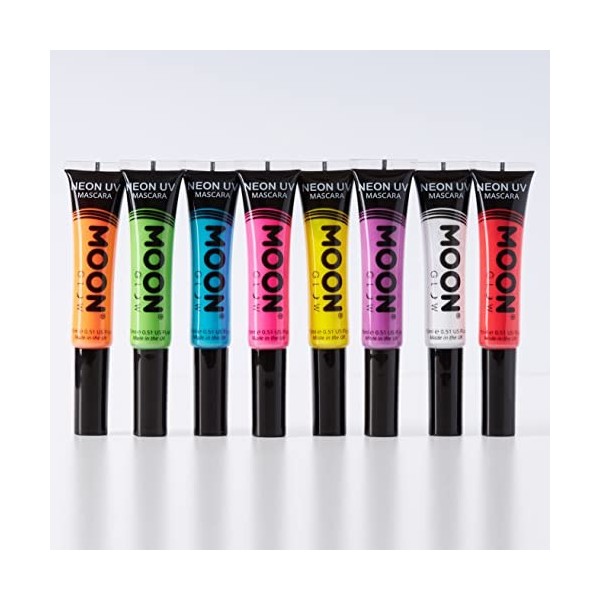 Moon Glow Mascara UV néon | Couleur néon vive, brille sous un éclairage UV | Maquillage néon, orange, bleu, blanc, vert, rose
