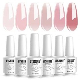 Vishine Vernis Gel Semi Permanent Transparent Couleur Naturelle Rose Nu French Manucure Transparent Gelée de Cristal Soak Off