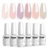 Vishine Vernis Gel Semi Permanent Transparent Couleur Naturelle Rose Nu French Manucure Transparent Gelée de Cristal Soak Off