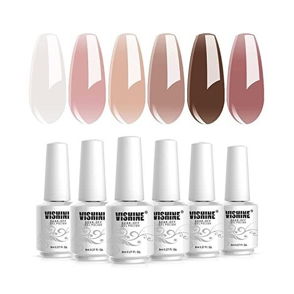 Vishine Vernis Gel Semi Permanent Transparent Couleur Naturelle Rose Nu French Manucure Transparent Gelée de Cristal Soak Off