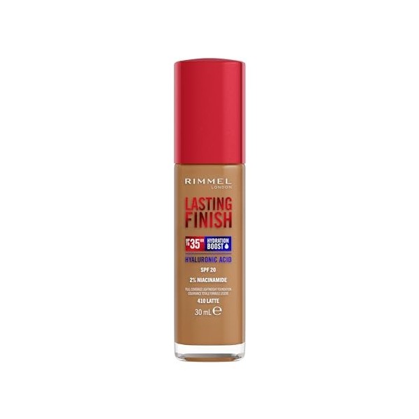 Rimmel London Lasting Finish 35 Hour, 605 Hazelnut, fond de teint, longue tenue, hydratant, formule vegan, couvrance totale, 