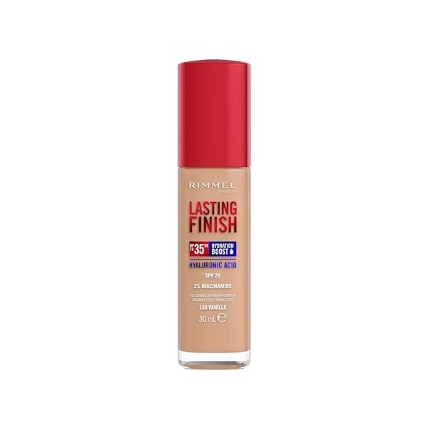 Rimmel London Lasting Finish 35 Hour, 160 Vanilla, fond de teint, longue tenue, hydratant, formule vegan, couvrance totale, 3