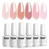 Vishine Vernis Gel Semi Permanent Transparent Couleur Naturelle Rose Nu French Manucure Transparent Gelée de Cristal Soak Off...