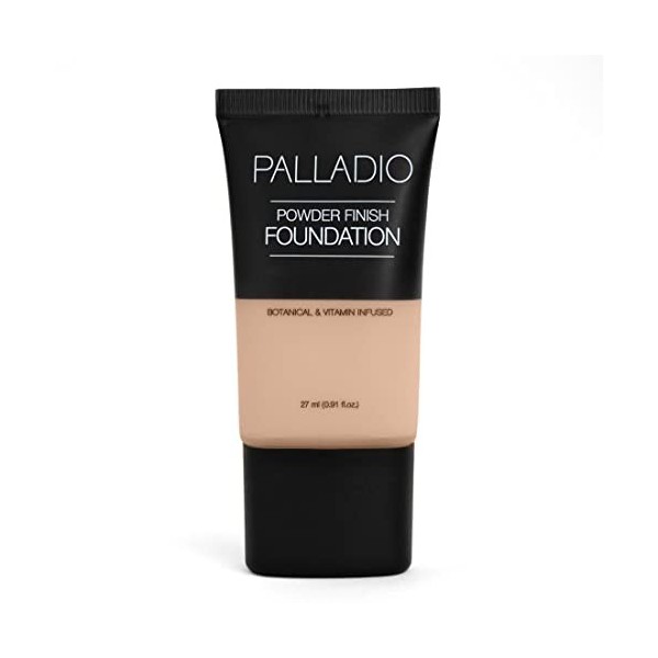 Palladio Fond de teint liquide Powder Finish, Aspect mat naturel, Réduit les ridules, Dissimule les pores dilatés, Cache les 