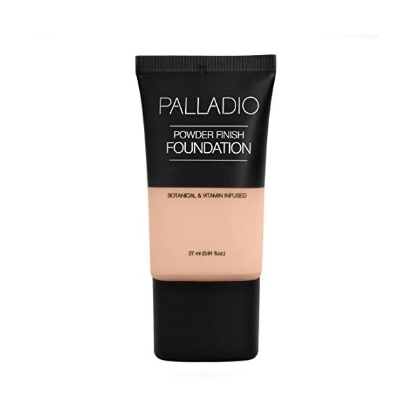 Palladio Fond de teint liquide Powder Finish, Aspect mat naturel, Réduit les ridules, Dissimule les pores dilatés, Cache les 