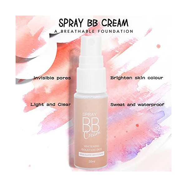 20 Ml Spray BB Cream, Correcteur Visage Hydratant Anti-Sueur Maquillage Correcteur Cosmétique Visage, Fond De Teint Couvertur