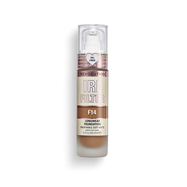 Makeup Revolution, Irl Filter, Longwear, Fond de Teint, F14, 23ml