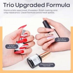 Modelones Top Coat Semi Permanent, Vernis à Ongles Gel UV Complet No Wipe 10ML Base et Top Coat Primer Ongles Kit pour LED La