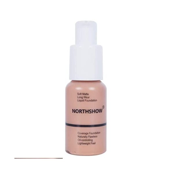 NORTHSHOW Correcteur de Visage Doux Contrôle Mat Visage Fond de Teint Liquide Durable 6 Couleurs 03 Warm Peach 