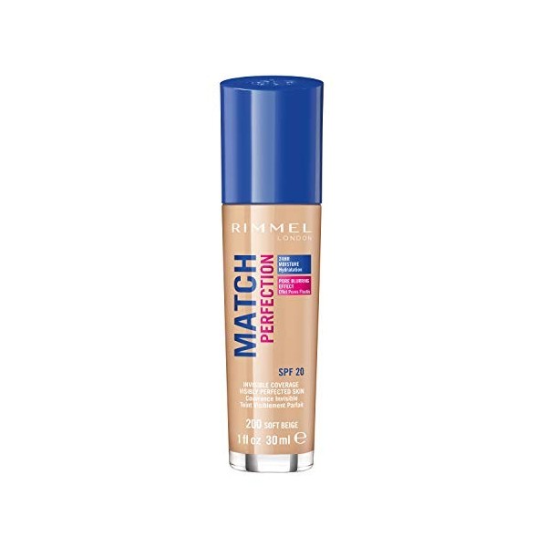 RIMMEL Fond de teint Nu Protege Match Perfection - 200 Soft Beige - 30 ml