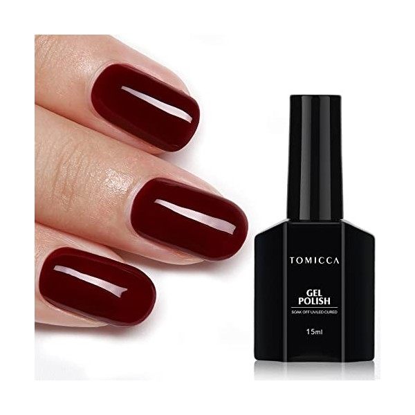 TOMICCA Vernis Semi Permanent Rouge Couleurs, 15ml Nail Art Red Gel Polish UV/LED Soak Off Vernis Gel.