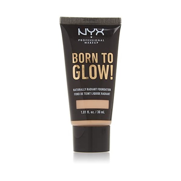 NYX Professional Makeup Fond de Teint Éclat Born to Glow, Fini Éclatant, Couvrance Moyenne Modulable, Formule Vegan, Teinte :