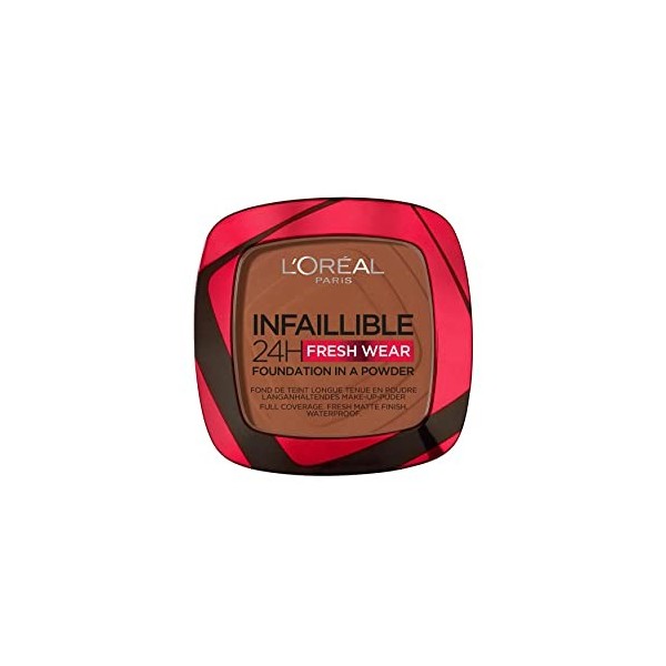 LOréal Paris - Fond de Teint Poudre Longue Tenue - Waterproof - Infaillible 24H Fresh Wear - Teinte : Ambre Profond 375 - 