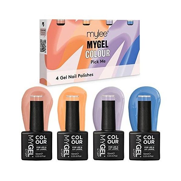 MyGel by MYLEE Pick Me Vernis à Ongles Gel Set 4x10ml UV/LED Nail Art Manucure Pédicure pour Usage Professionnel et Domestiqu