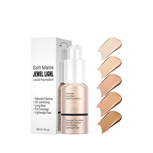 Fond de teint liquide, Full Coverage Foundation, Fond de teint liquide correcteur de contrôle de lhuile mat longue durée de 