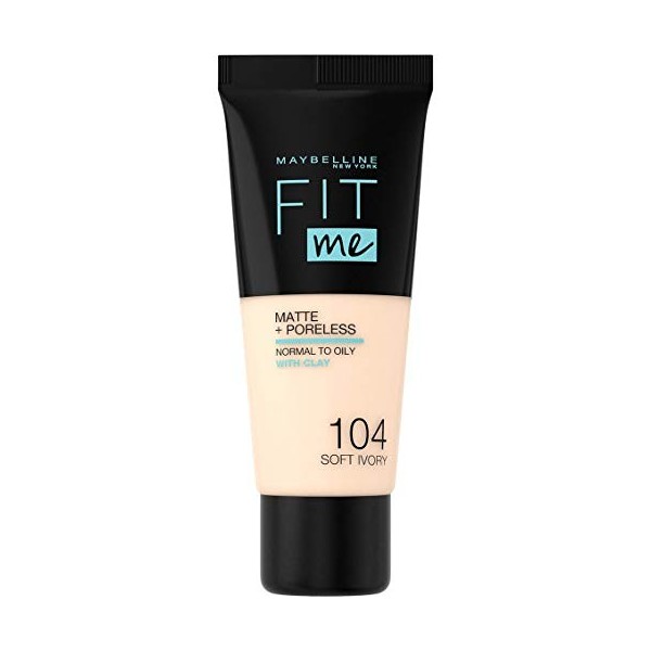 Maybelline New-York - Fond de teint Fluide Fit Me Matte & Poreless - Peaux normales à grasses - Teinte : 104 Ivoire Rosé - 30