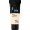 Maybelline New-York - Fond de teint Fluide Fit Me Matte & Poreless - Peaux normales à grasses - Teinte : 104 Ivoire Rosé - 30