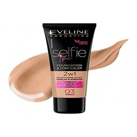 Fond de teint et correcteur recouvant et hydratant Selfie Time dEveline Cosmetics, 2 en 1, 30 ml, n° 03, vanille