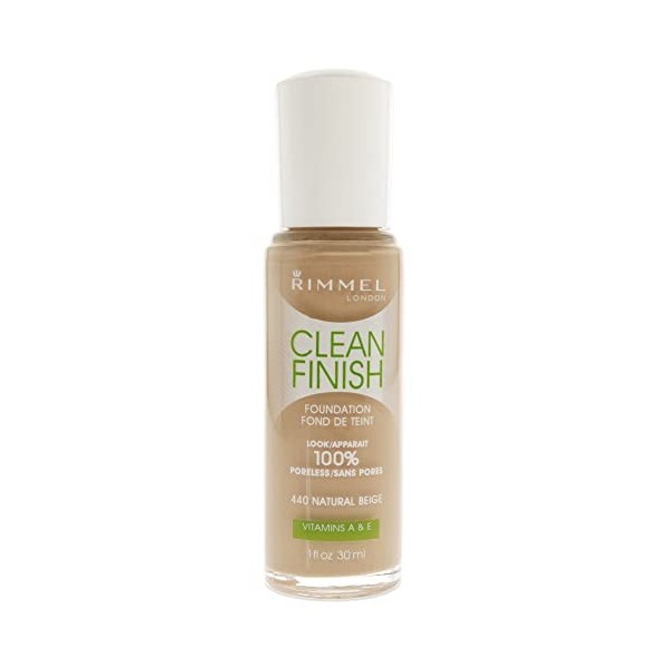 Rimmel London Clean Finish Poreless Foundation - 440 Natural Beige For Women 1 oz Foundation