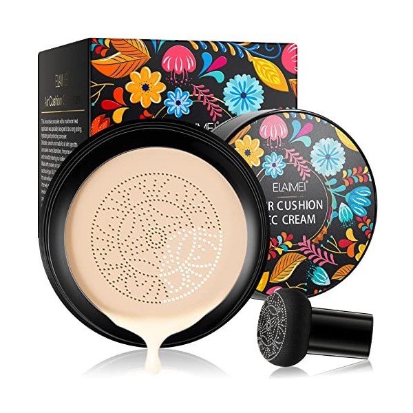 Mushroom Head Air Cushion Foundatio, CC Cream Moisturizing Liquid Foundation, Concealer Cover, Lasting Brightens for Face & N