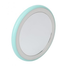 Azusumi Miroir de Maquillage Compact avec Lumière LED Rechargeable par USB, Petit Miroir Portable Rond Fruits Verts 
