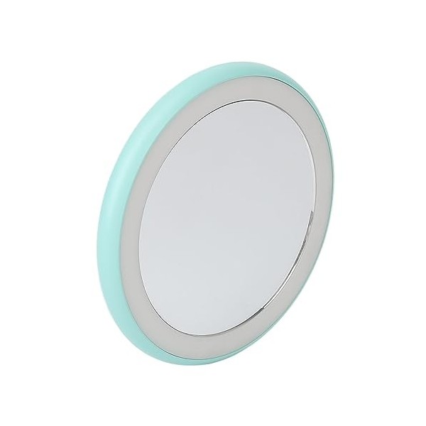 Azusumi Miroir de Maquillage Compact avec Lumière LED Rechargeable par USB, Petit Miroir Portable Rond Fruits Verts 