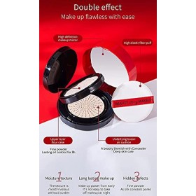 HKLI 2-in-1 Cushion & Powder Foundation, Magic Minerals Powder Foundation, Moisturizing Concealer Makeup Base Long Lasting wi