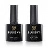 Gel UV LED BLUESKY - Couche de finition BLUESKY No Wipe Top- & Base Coat 2x 10ml 