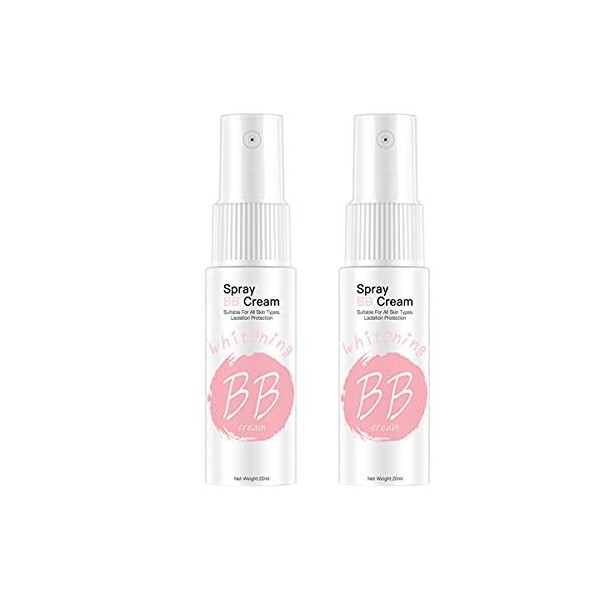 2PCS Whitening Spray, 20ml Crème BB spray hydratante, Spray BB Cream Crème de Teint Fond de Teint Hydratant Léger et Respiran