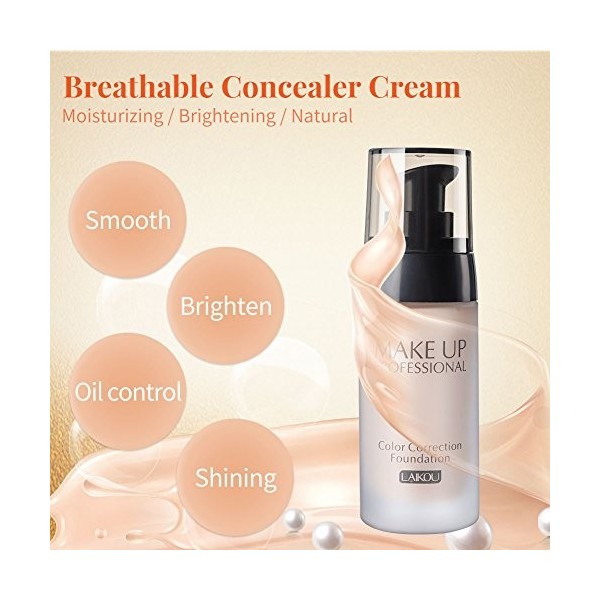 Maquillage anti-cernes, fond de teint liquide avec fond de teint doux 3 couleurs, crème de protection solaire anti-cernes Mat