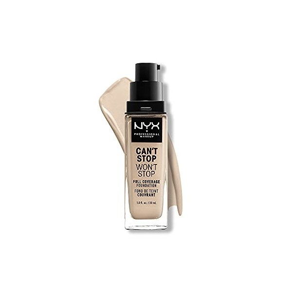 NYX Professional Makeup Fond de Teint Liquide Couvrant Tenue 24h Cant Stop Wont Stop, Waterproof, Fini Mat, Teinte : Fair