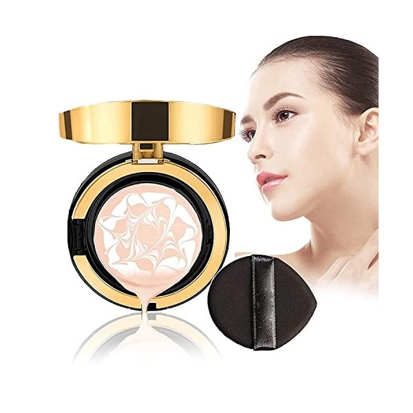 Air Cushion BB Cream Waterproof Foundation, Water Bead Tricolor Latte Concealer Cushion, Long-lasting Moisturizing Concealer 