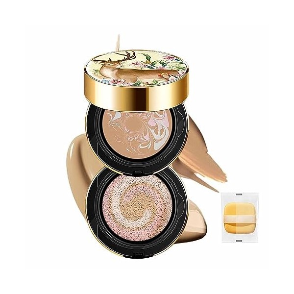 【New】Moisturizing Double-Layer Cushion Compact, Japans Double-Layer Air Cushion, Hydrating Soft Deer Air Cushion, High Cover