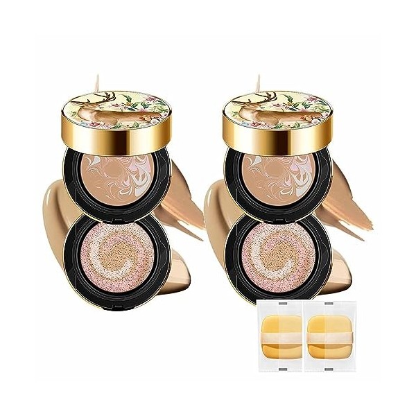 【New】Moisturizing Double-Layer Cushion Compact, Japans Double-Layer Air Cushion, Hydrating Soft Deer Air Cushion, High Cover