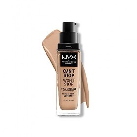 NYX Professional Makeup Fond de Teint Liquide Couvrant Tenue 24h Cant Stop Wont Stop, Waterproof, Fini Mat, Teinte : Medium