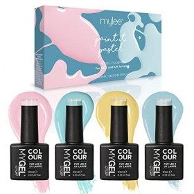 MyGel by MYLEE Spring Pastels Vernis à Ongles Gel Set 4x10ml UV/LED Nail Art Manucure Pédicure pour Usage Professionnel et Do